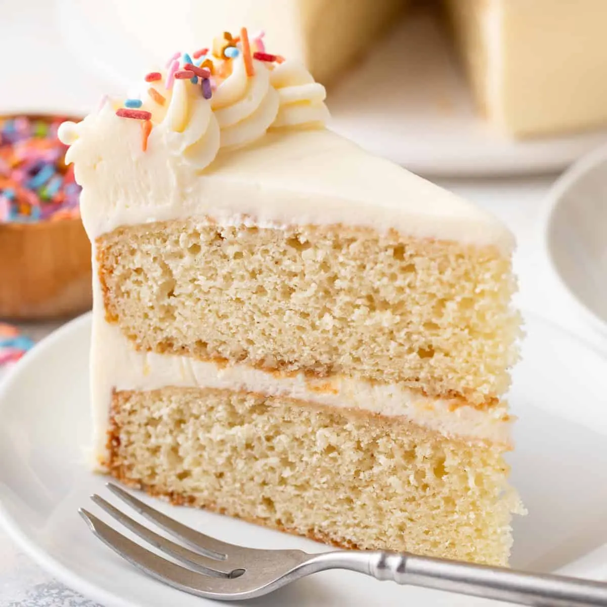 Vanilla Cake - Light and fluffy vanilla cake with buttercream frosting at Bombay Bakery Calgary